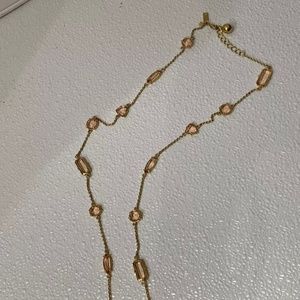 Kate Spade Long Necklace Chain Gold Tone Blush Geometric Jewelry 34 Inches